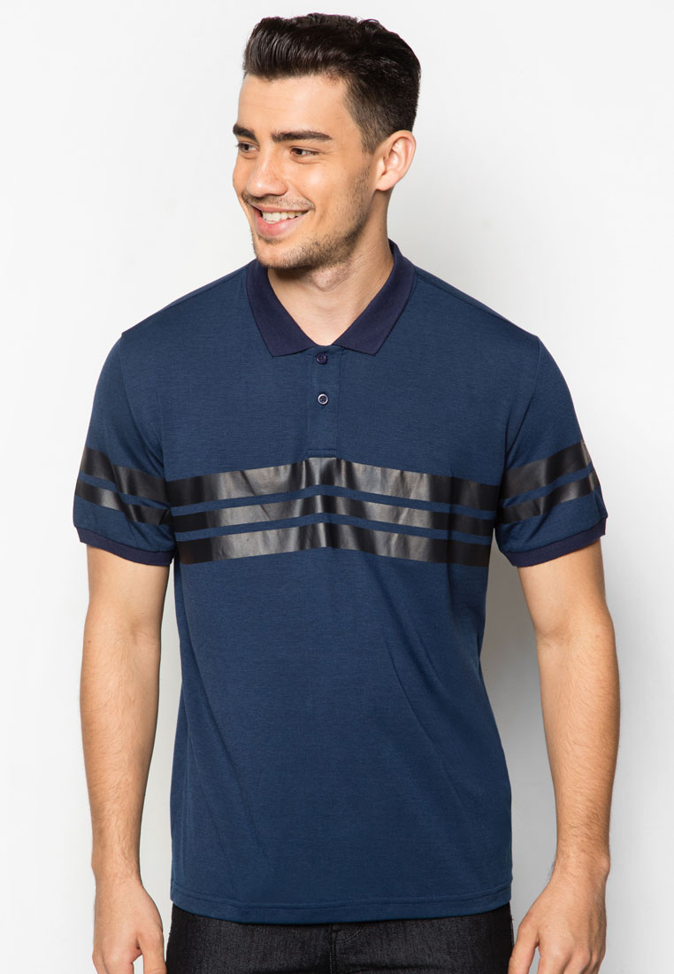 Polo with Stripe Rubber Print
