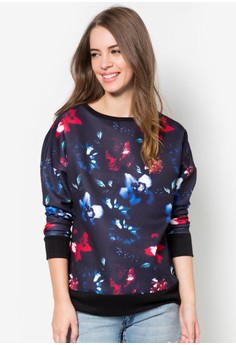 Something Borrowed  Floral Abstract Printed Sweat Top