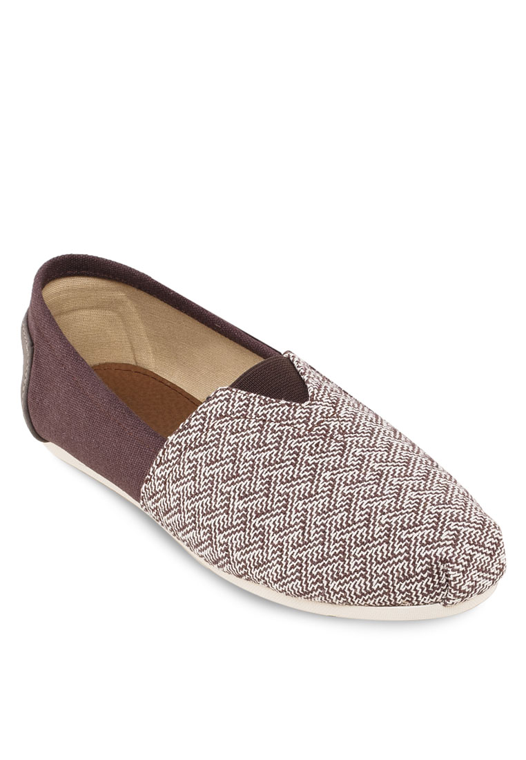 Mix Weave And Canvas Slip Ons